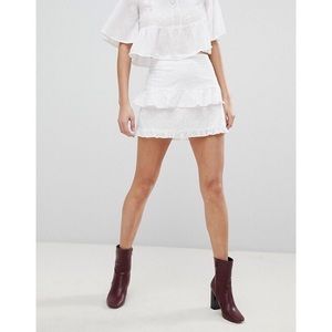 ASOS Skirts - π White Embroidered Tiered Mini Skirt ASOS Skirts - π White Embroidered Tiered Mini Skirt